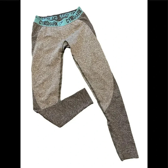 Gymshark Flex Charcoal Marl Dusky Teal Leggings - Picture 1 of 7